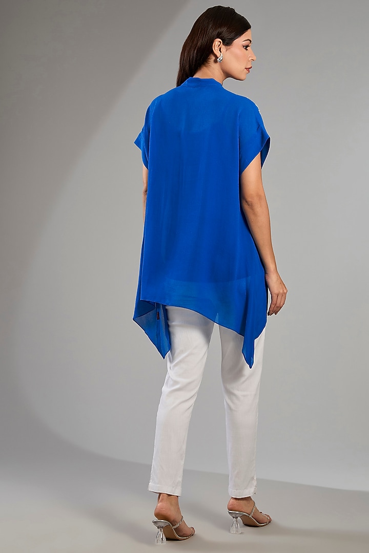 German Blue Georgette Handkerchief Top by Namrata Joshipura at Pernia's Pop Up Shop