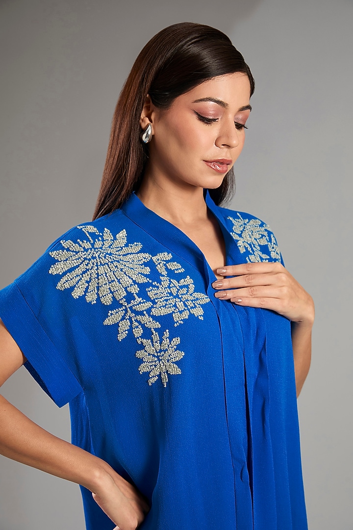 German Blue Georgette Handkerchief Top by Namrata Joshipura at Pernia's Pop Up Shop