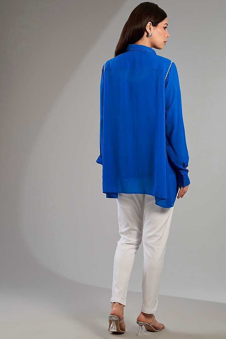 German Blue Georgette Handkerchief Top by Namrata Joshipura at Pernia's Pop Up Shop