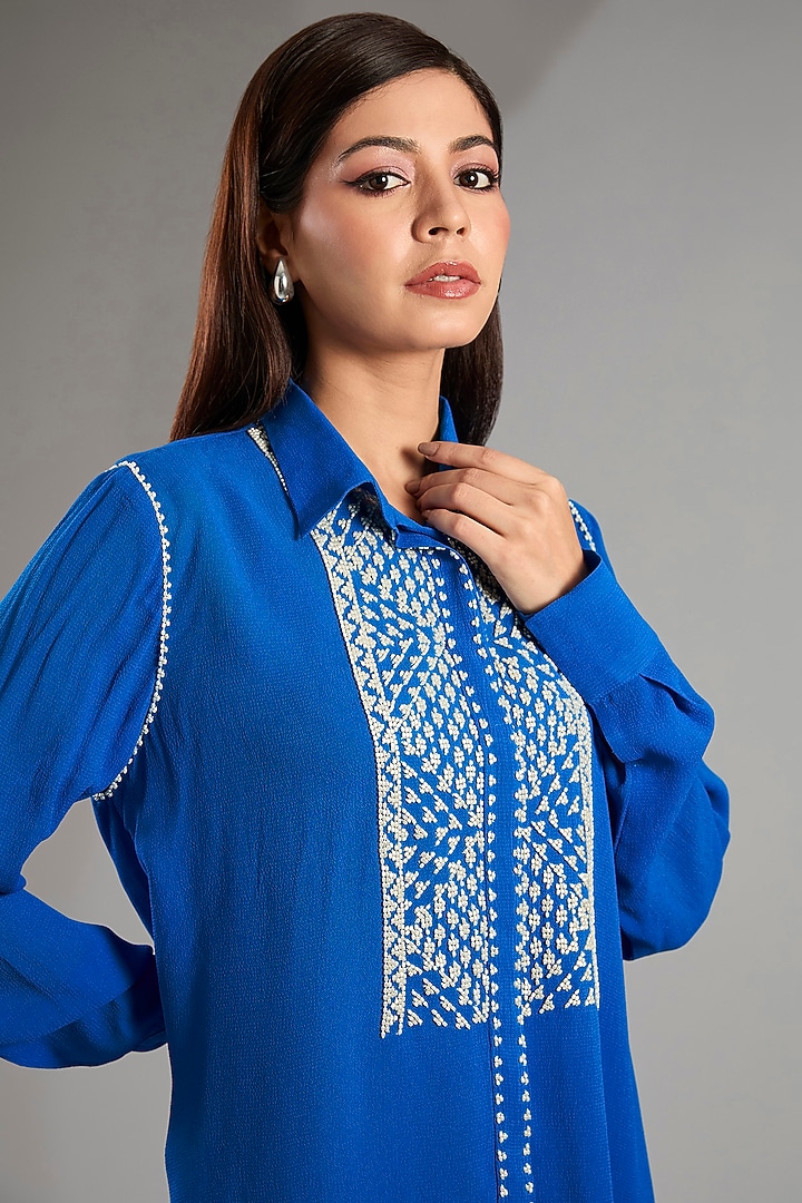 German Blue Georgette Handkerchief Top by Namrata Joshipura at Pernia's Pop Up Shop