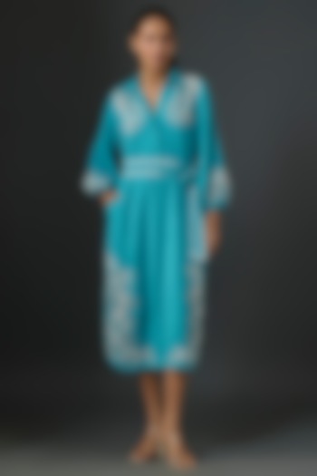 Sapphire Bubble Georgette Vacation Dress by Namrata Joshipura at Pernia's Pop Up Shop