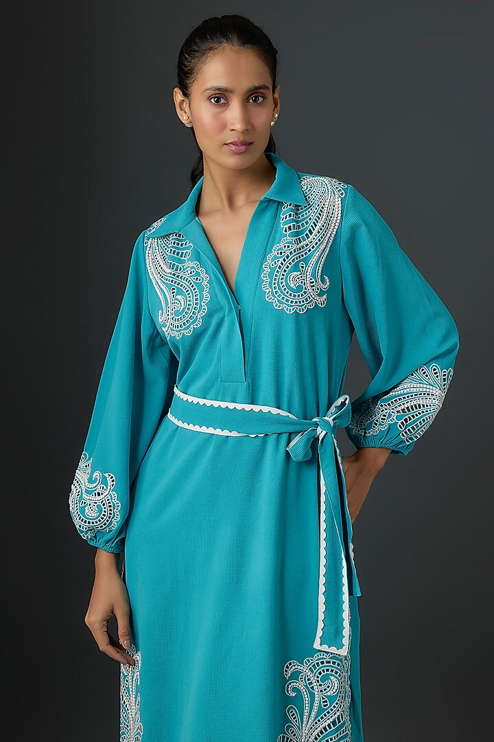 Sapphire Bubble Georgette Cocktail Dress by Namrata Joshipura at Pernia's Pop Up Shop