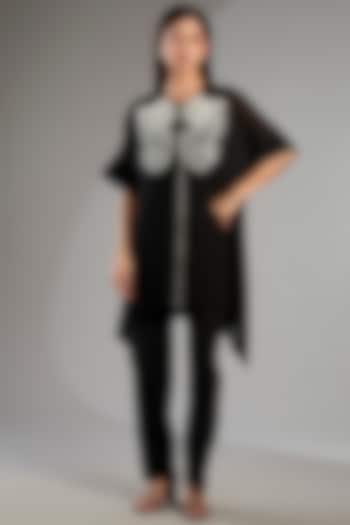 Black Georgette Handkerchief Tunic by Namrata Joshipura at Pernia's Pop Up Shop