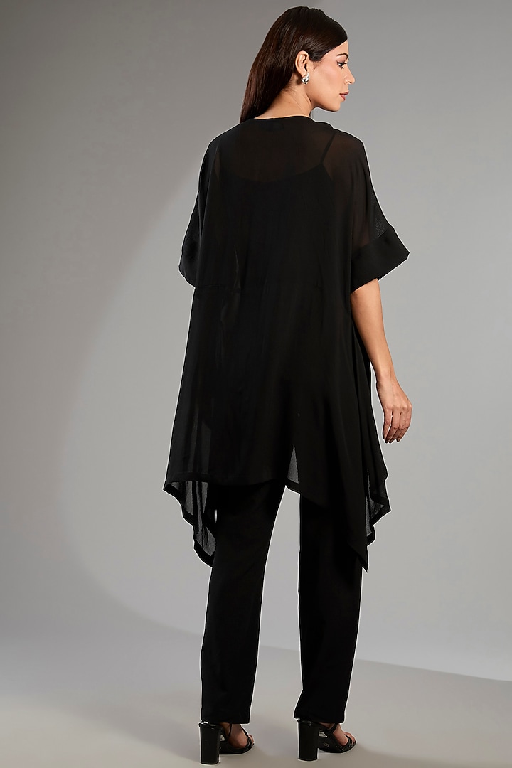 Black Georgette Handkerchief Tunic by Namrata Joshipura at Pernia's Pop Up Shop