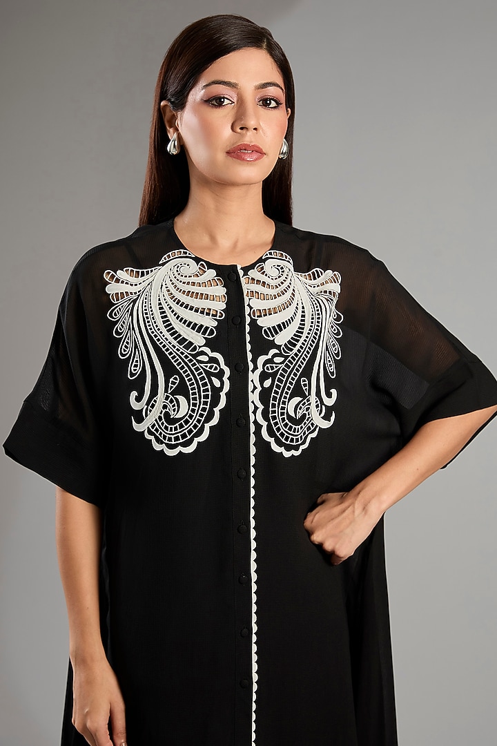 Black Georgette Handkerchief Tunic by Namrata Joshipura at Pernia's Pop Up Shop