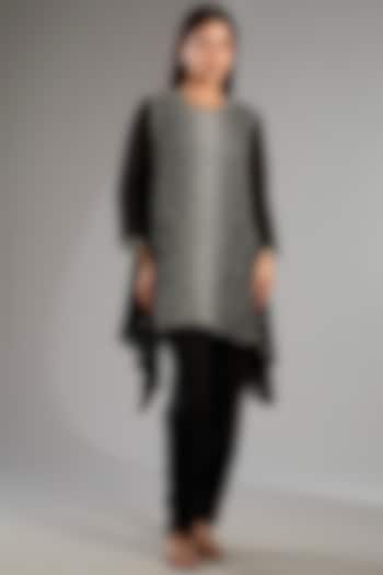 Black Georgette Long Asymmetric Tunic by Namrata Joshipura at Pernia's Pop Up Shop