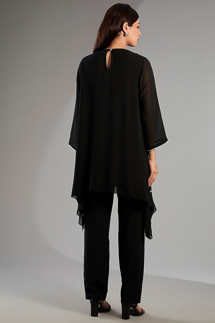 Black Georgette Long Asymmetric Tunic by Namrata Joshipura at Pernia's Pop Up Shop