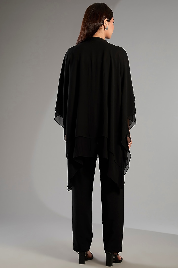 Black Georgette Long Layered Tunic by Namrata Joshipura at Pernia's Pop Up Shop