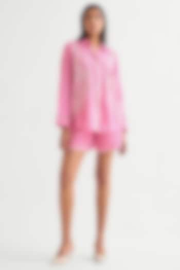 Candy Pink Silk Voile Shirt by Namrata Joshipura at Pernia's Pop Up Shop
