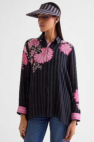 Black Crepe Handkerchief Top by Namrata Joshipura