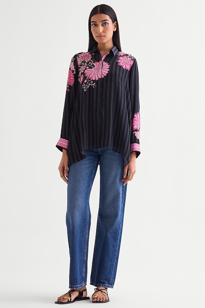 Black Crepe Handkerchief Top by Namrata Joshipura at Pernia's Pop Up Shop