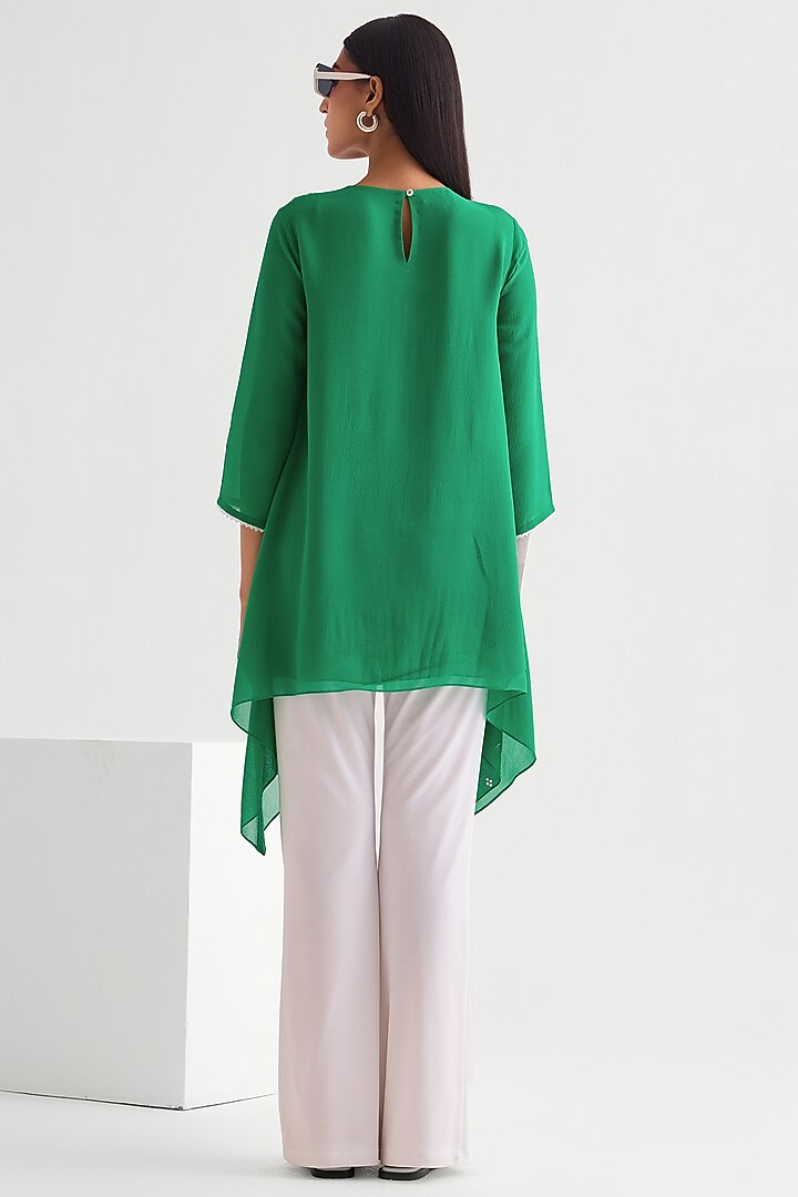 Evergreen Georgette Asymmetric Long Tunic by Namrata Joshipura at Pernia's Pop Up Shop