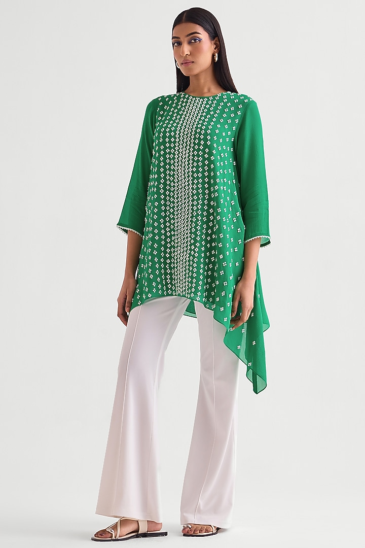 Evergreen Georgette Asymmetric Long Tunic by Namrata Joshipura at Pernia's Pop Up Shop