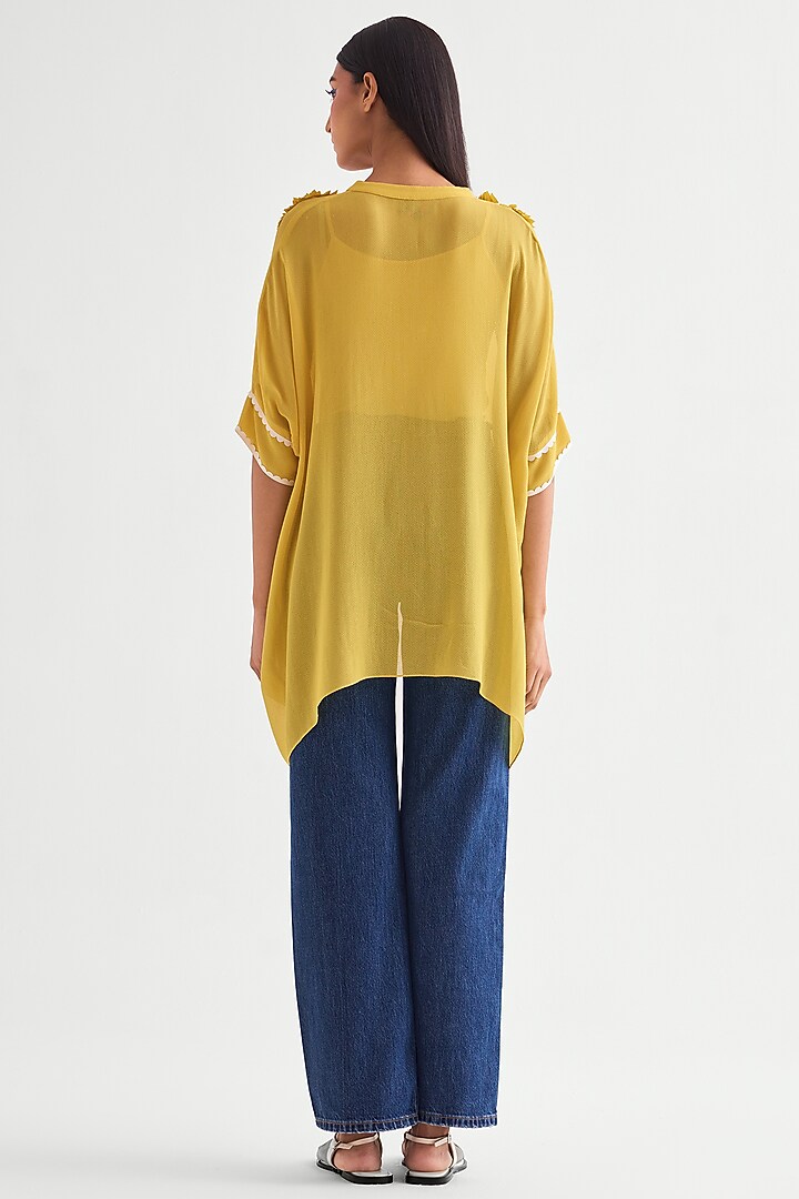 Canary Yellow Georgette Handkerchief Tunic by Namrata Joshipura at Pernia's Pop Up Shop