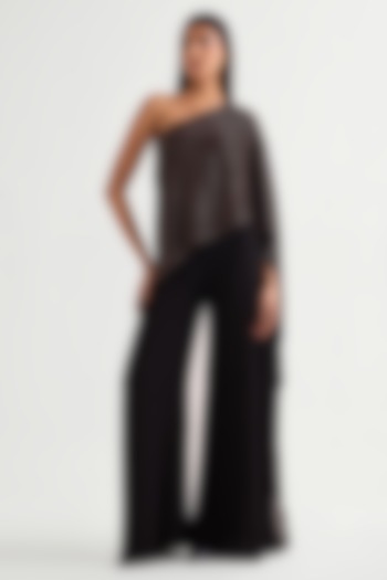 Black Georgette Off-Shoulder Jumpsuit by Namrata Joshipura at Pernia's Pop Up Shop