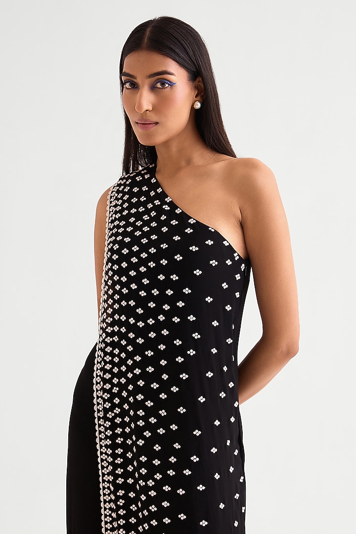 Black Georgette One Shoulder Jumpsuit by Namrata Joshipura at Pernia's Pop Up Shop