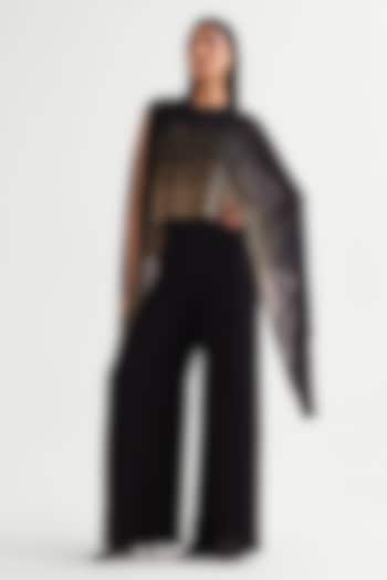 Black Georgette Flap Jumpsuit by Namrata Joshipura at Pernia's Pop Up Shop