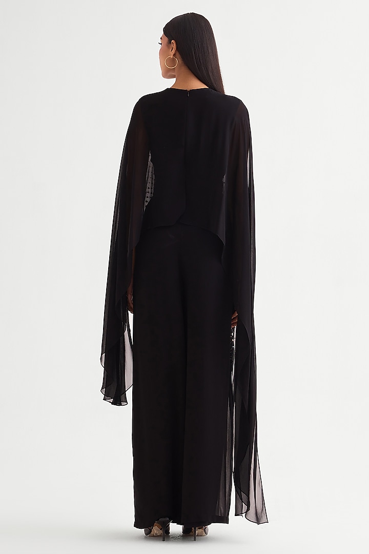 Black Georgette Flap Jumpsuit by Namrata Joshipura at Pernia's Pop Up Shop
