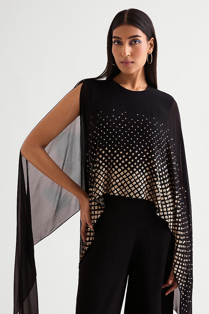 Black Georgette Flap Jumpsuit by Namrata Joshipura at Pernia's Pop Up Shop