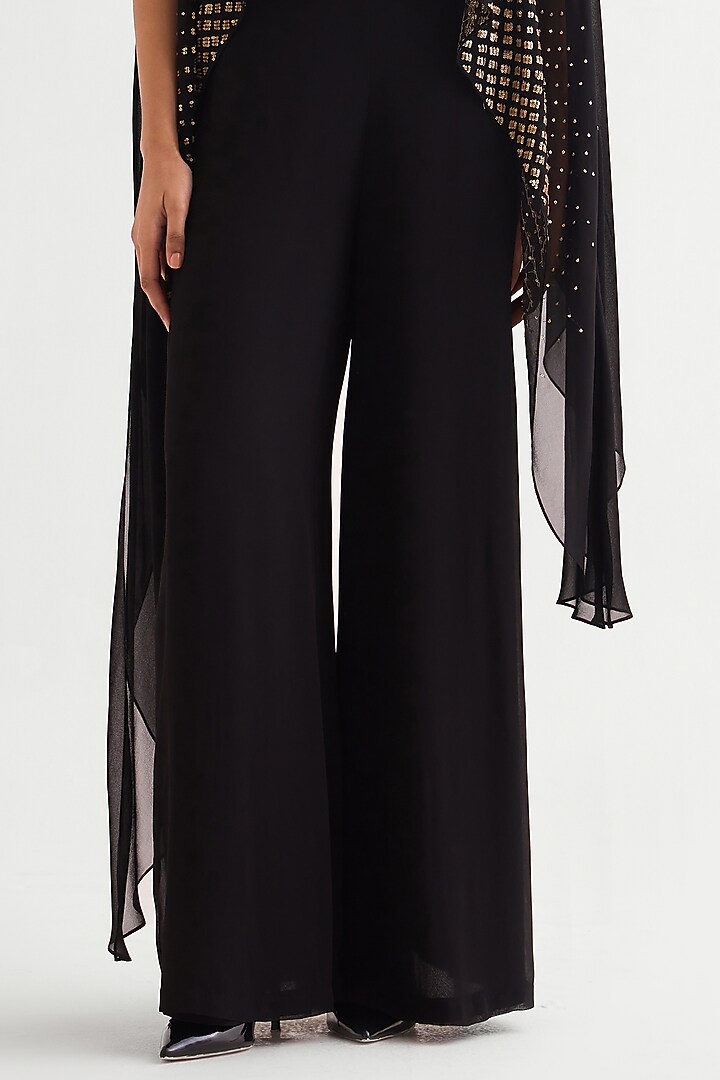 Black Georgette Flap Jumpsuit by Namrata Joshipura at Pernia's Pop Up Shop