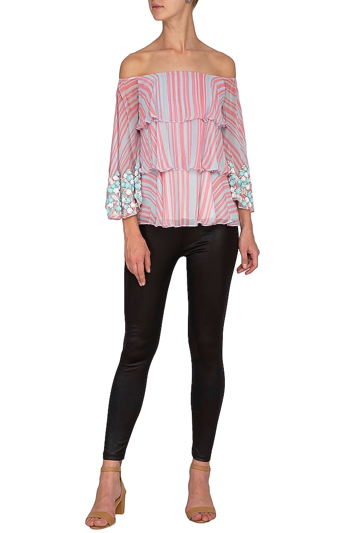 Pink Hand Embroidered Layered Top by Namrata Joshipura at Pernia's Pop Up Shop