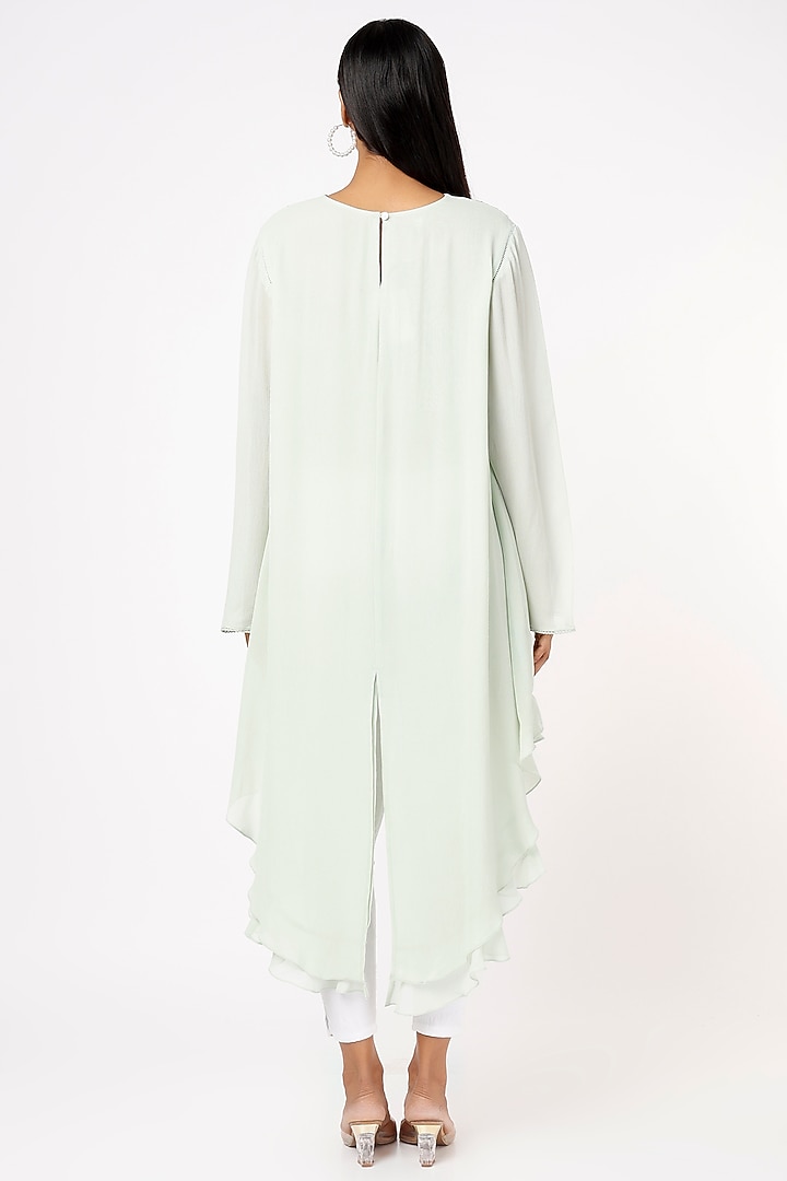 Mint Floral Hand-Embellished Tunic by Namrata Joshipura at Pernia's Pop Up Shop
