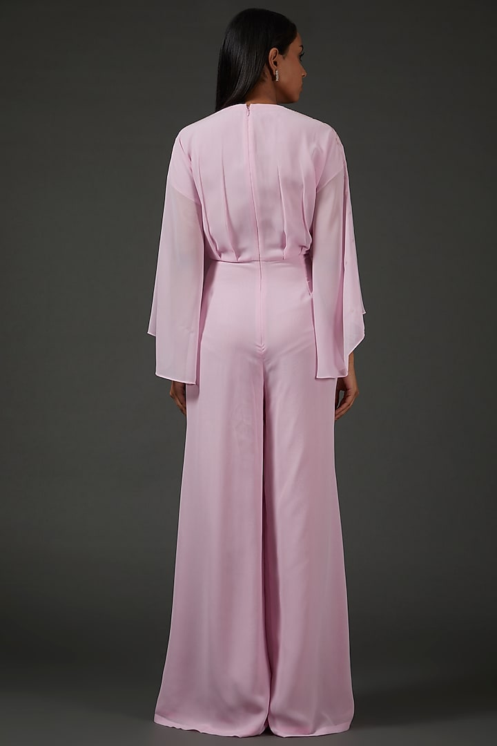 Pink Georgette Embellished Jumpsuit by Namrata Joshipura at Pernia's Pop Up Shop