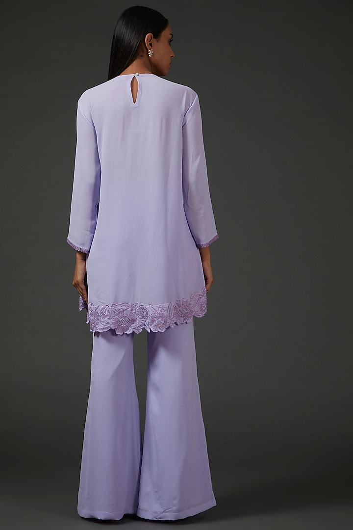 Lavender Snake Crepe Embroidered Co-Ord Set by Namrata Joshipura at Pernia's Pop Up Shop