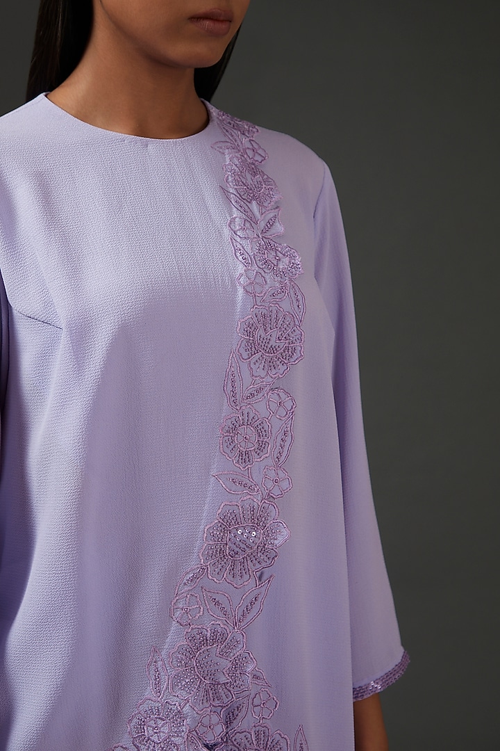 Lavender Snake Crepe Embroidered Co-Ord Set by Namrata Joshipura at Pernia's Pop Up Shop