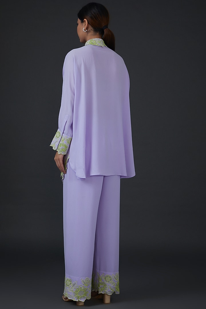 Purple Snake Crepe Embroidered Co-Ord Set by Namrata Joshipura at Pernia's Pop Up Shop