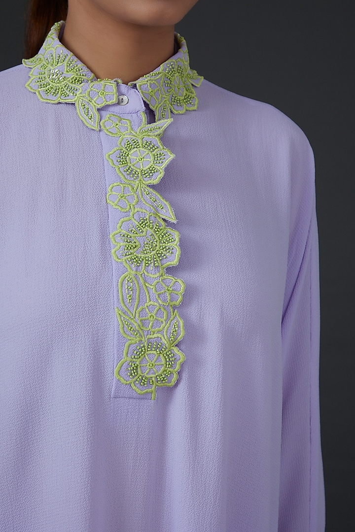Purple Snake Crepe Embroidered Co-Ord Set by Namrata Joshipura at Pernia's Pop Up Shop