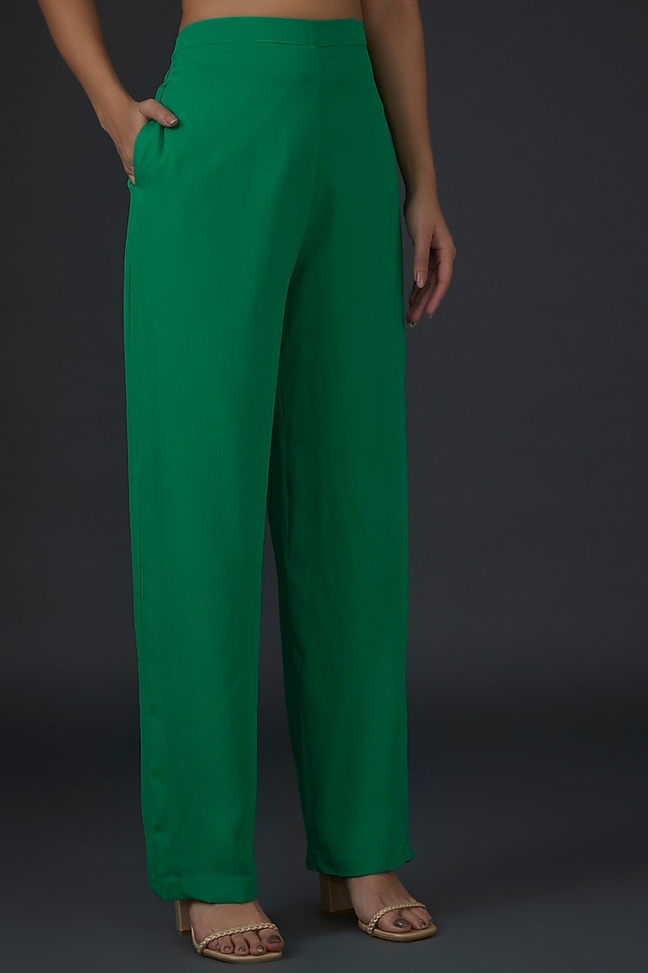 Green Textured Georgette Embroidered Tunic Set by Namrata Joshipura at Pernia's Pop Up Shop