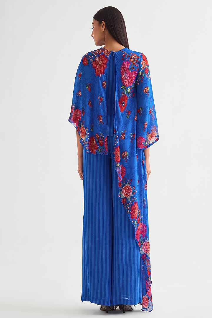 German Blue Georgette Co-Ord Set by Namrata Joshipura at Pernia's Pop Up Shop