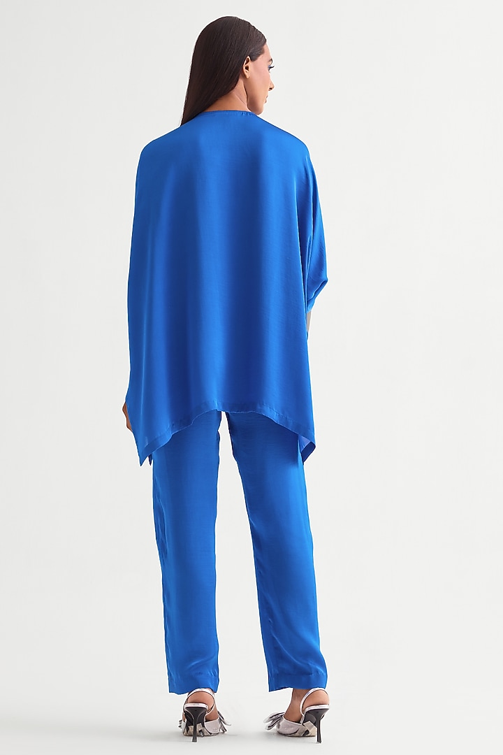 German Blue Satin Co-Ord Set by Namrata Joshipura at Pernia's Pop Up Shop