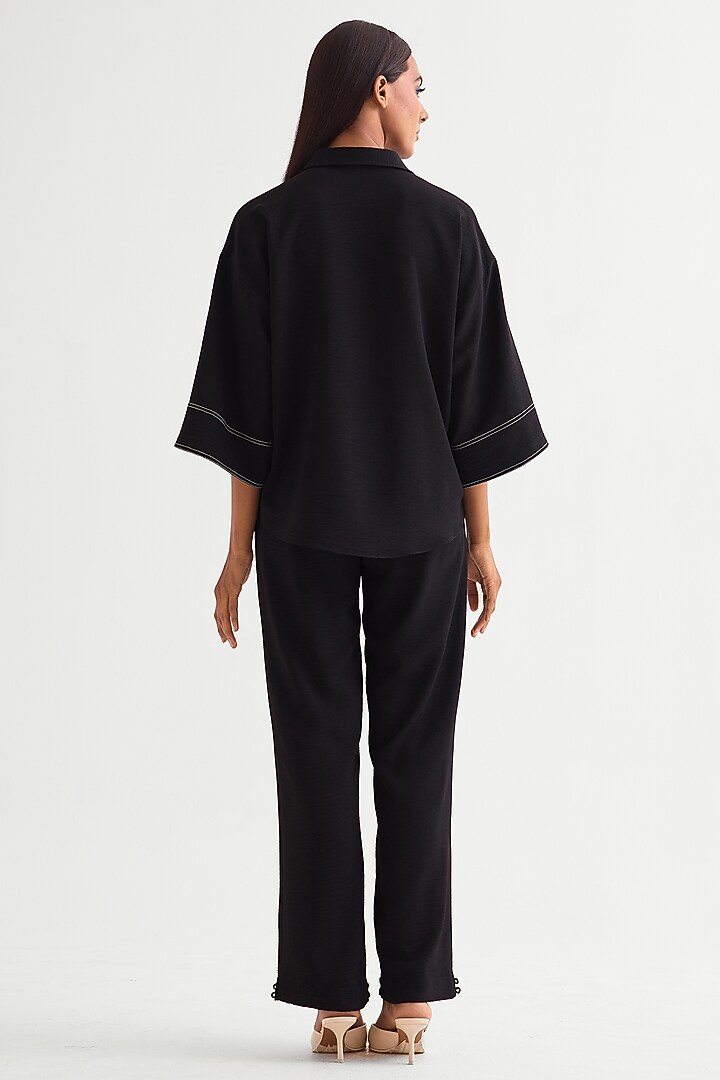 Black Textured Crepe Co-Ord Set by Namrata Joshipura at Pernia's Pop Up Shop