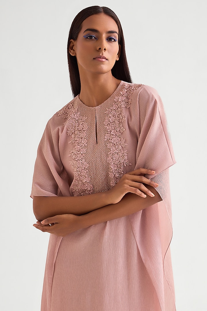 Blush Pink Shimmer Chiffon Kaftan by Namrata Joshipura at Pernia's Pop Up Shop