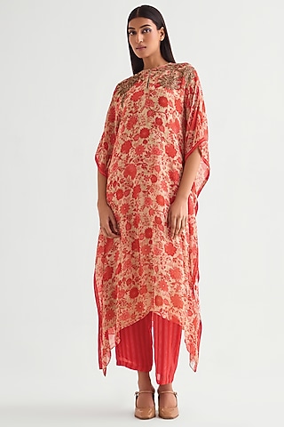Beige Georgette Kaftan Set by Namrata Joshipura