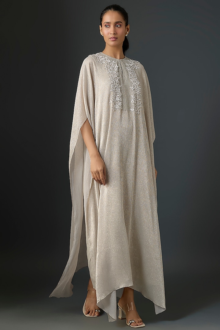 Blush Pink Shimmer Chiffon Kaftan by Namrata Joshipura at Pernia's Pop Up Shop