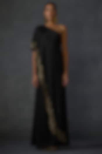 Black Jersey Embellished Off-Shoulder Jumpsuit by Namrata Joshipura at Pernia's Pop Up Shop