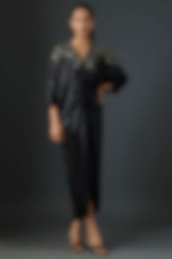 Black Lame Jersey Cocktail Dress by Namrata Joshipura at Pernia's Pop Up Shop