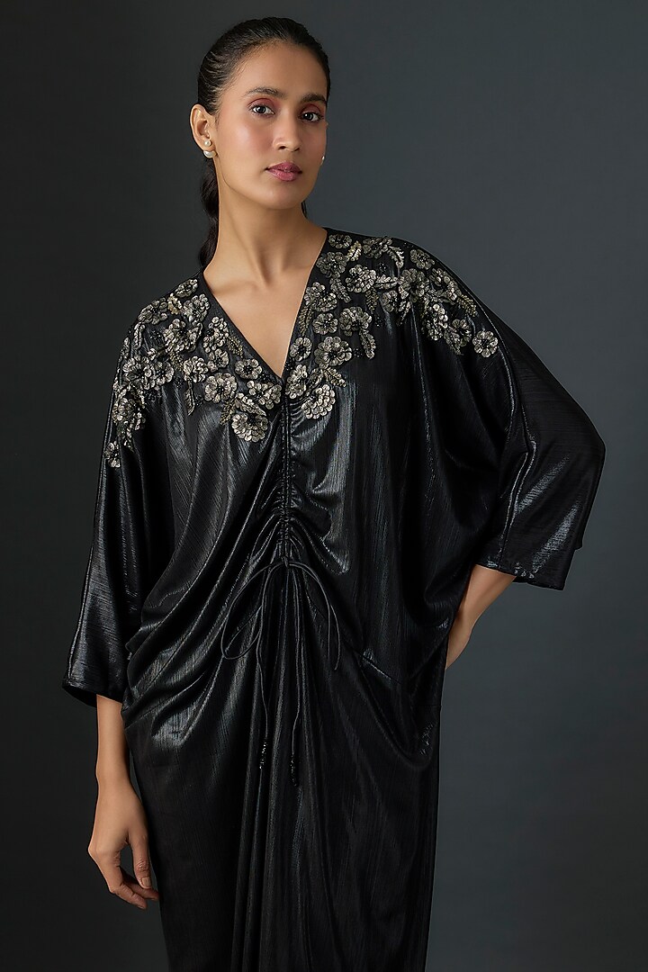 Black Lame Jersey Cocktail Dress by Namrata Joshipura at Pernia's Pop Up Shop
