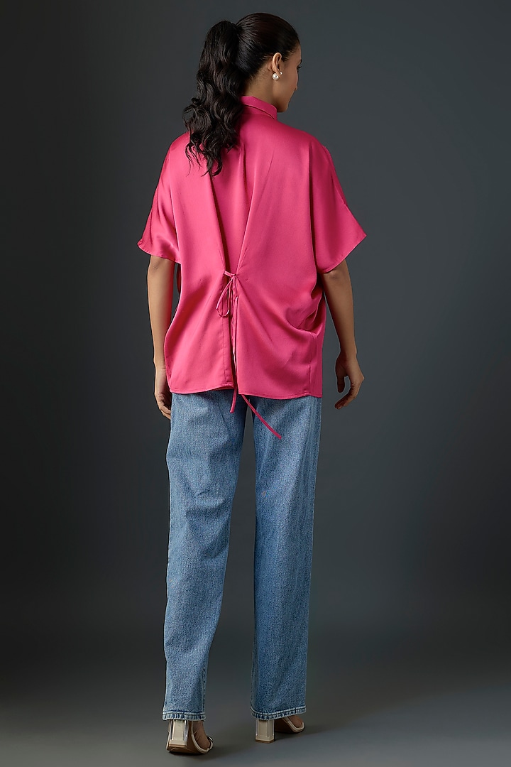 Fuchsia Satin Top by Namrata Joshipura at Pernia's Pop Up Shop