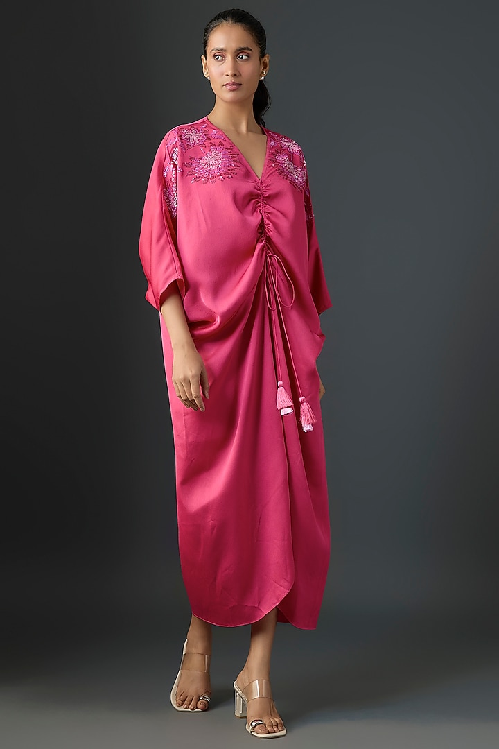 Fuchsia Satin Vacation Dress by Namrata Joshipura at Pernia's Pop Up Shop