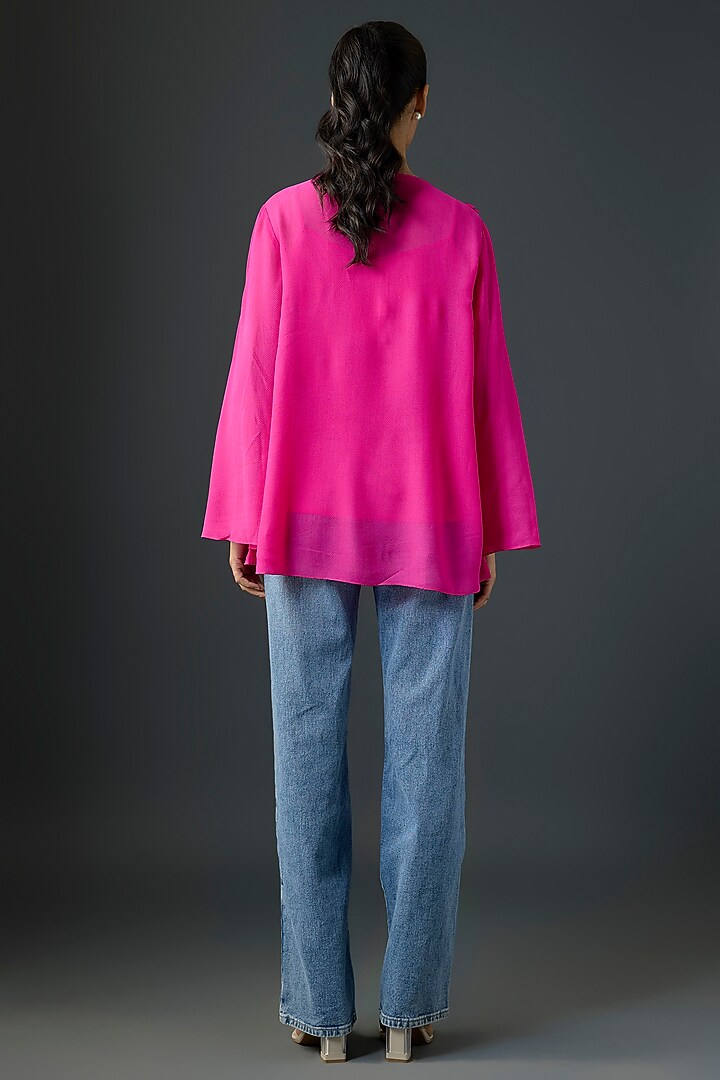 Fuchsia Satin Layered Top by Namrata Joshipura at Pernia's Pop Up Shop