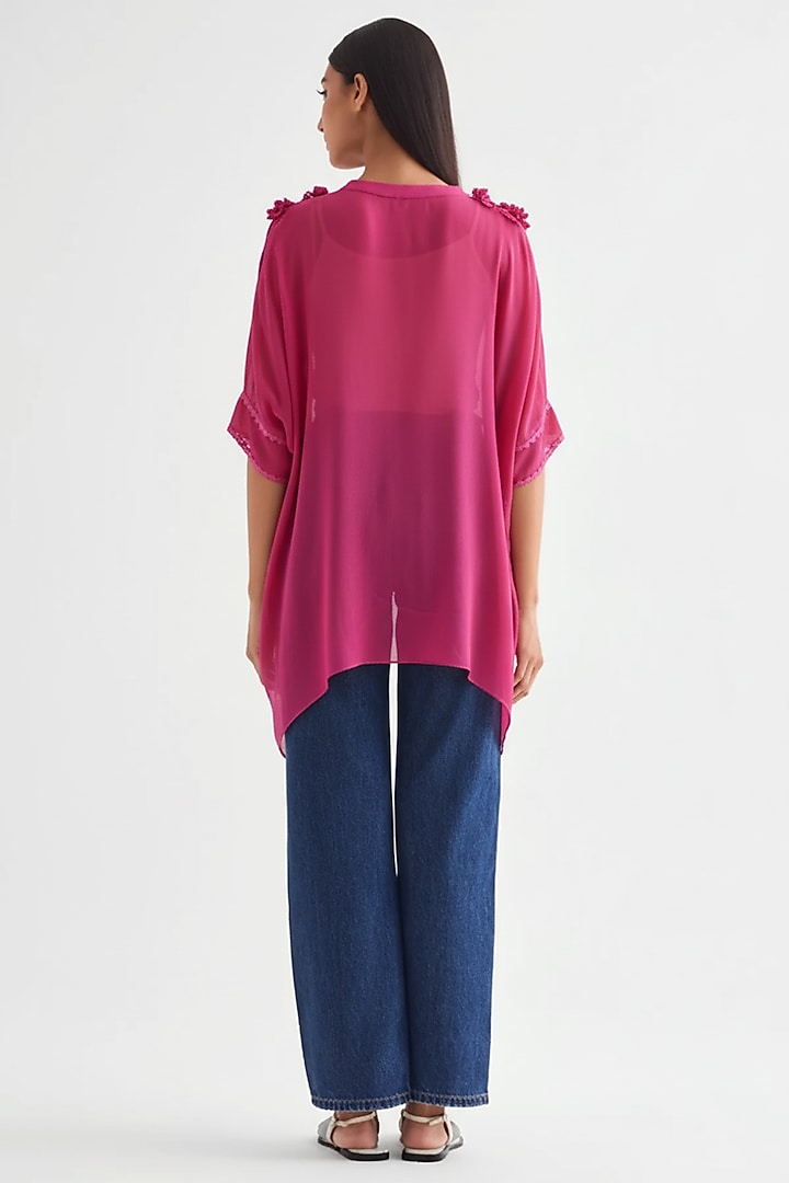 Fuchsia Georgette Handkerchief Tunic by Namrata Joshipura at Pernia's Pop Up Shop