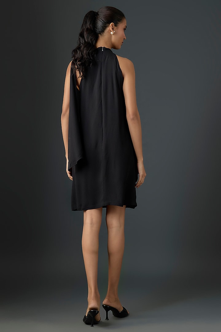 Black & Gold Georgette Cocktail Dress by Namrata Joshipura at Pernia's Pop Up Shop