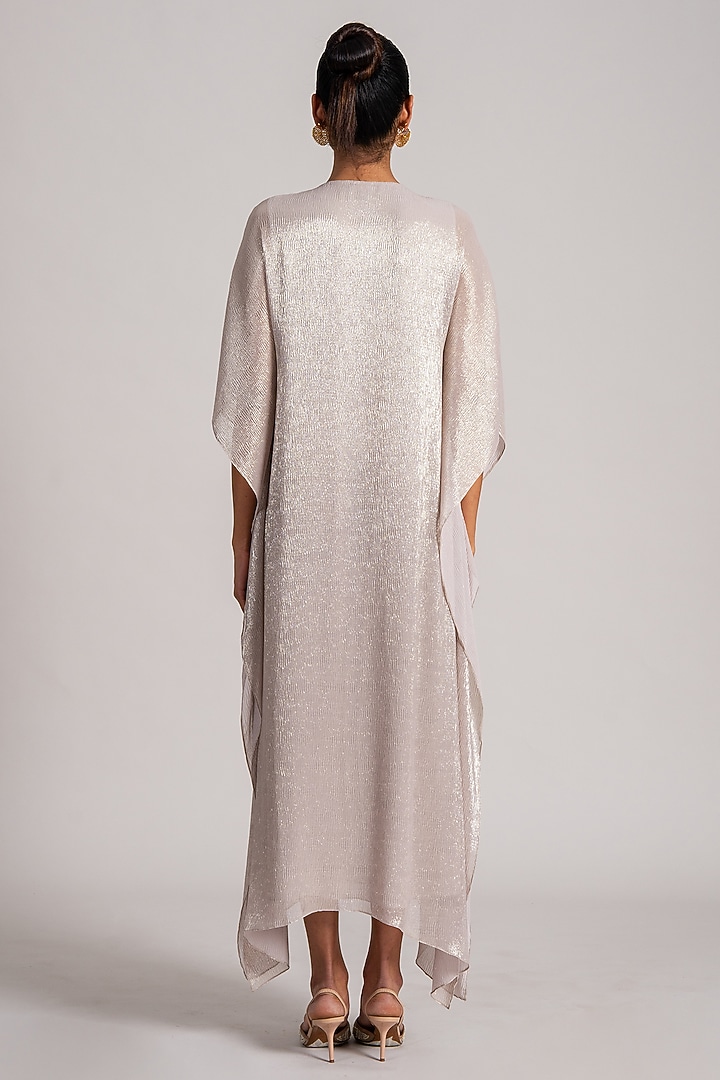Ivory & Gold Shimmer Chiffon Kaftan by Namrata Joshipura at Pernia's Pop Up Shop