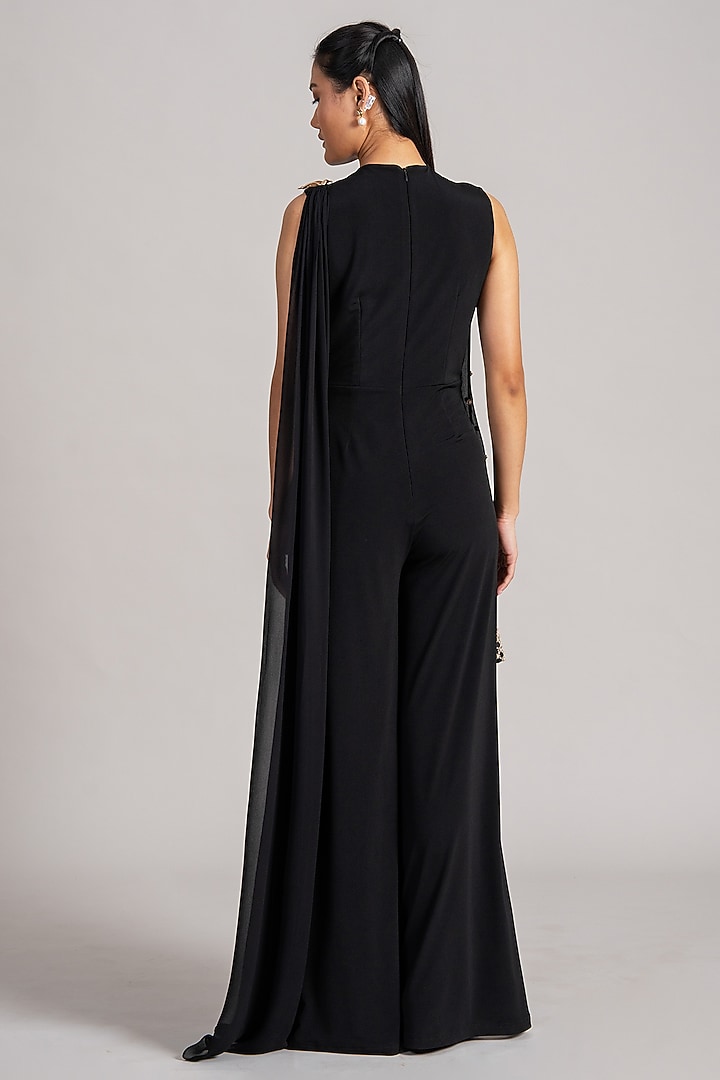 Black Jersey Draped Jumpsuit by Namrata Joshipura at Pernia's Pop Up Shop