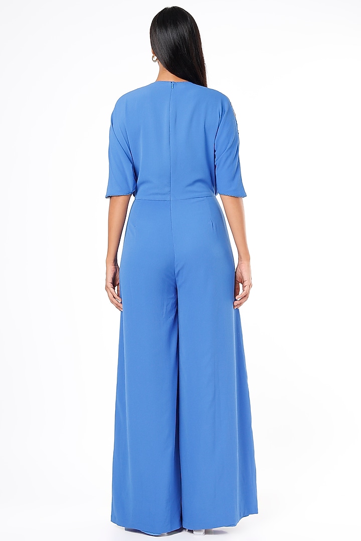 Blue Hand Embellished Jumpsuit by Namrata Joshipura at Pernia's Pop Up Shop