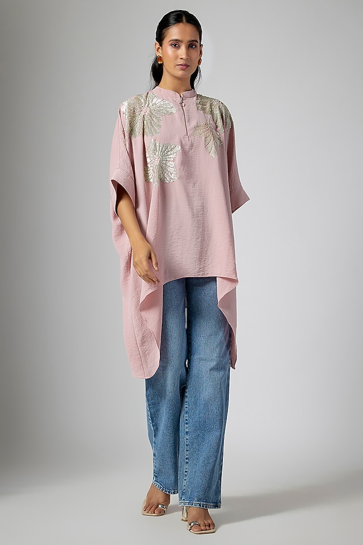 Blush Pink Georgette Tunic by Namrata Joshipura at Pernia's Pop Up Shop